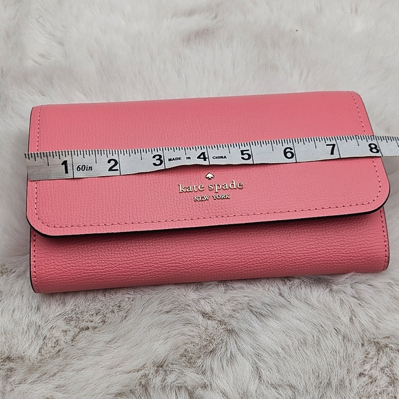 Kate Spade pink peach clutch wallet crossbody bag gold chain‎ straps - Picture 2 of 10